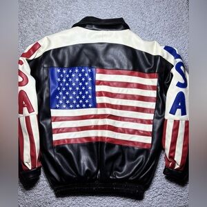 Zorro Jacket Mens 3XL Vintage USA Bomber Vegan Leather Patriotic American Pride